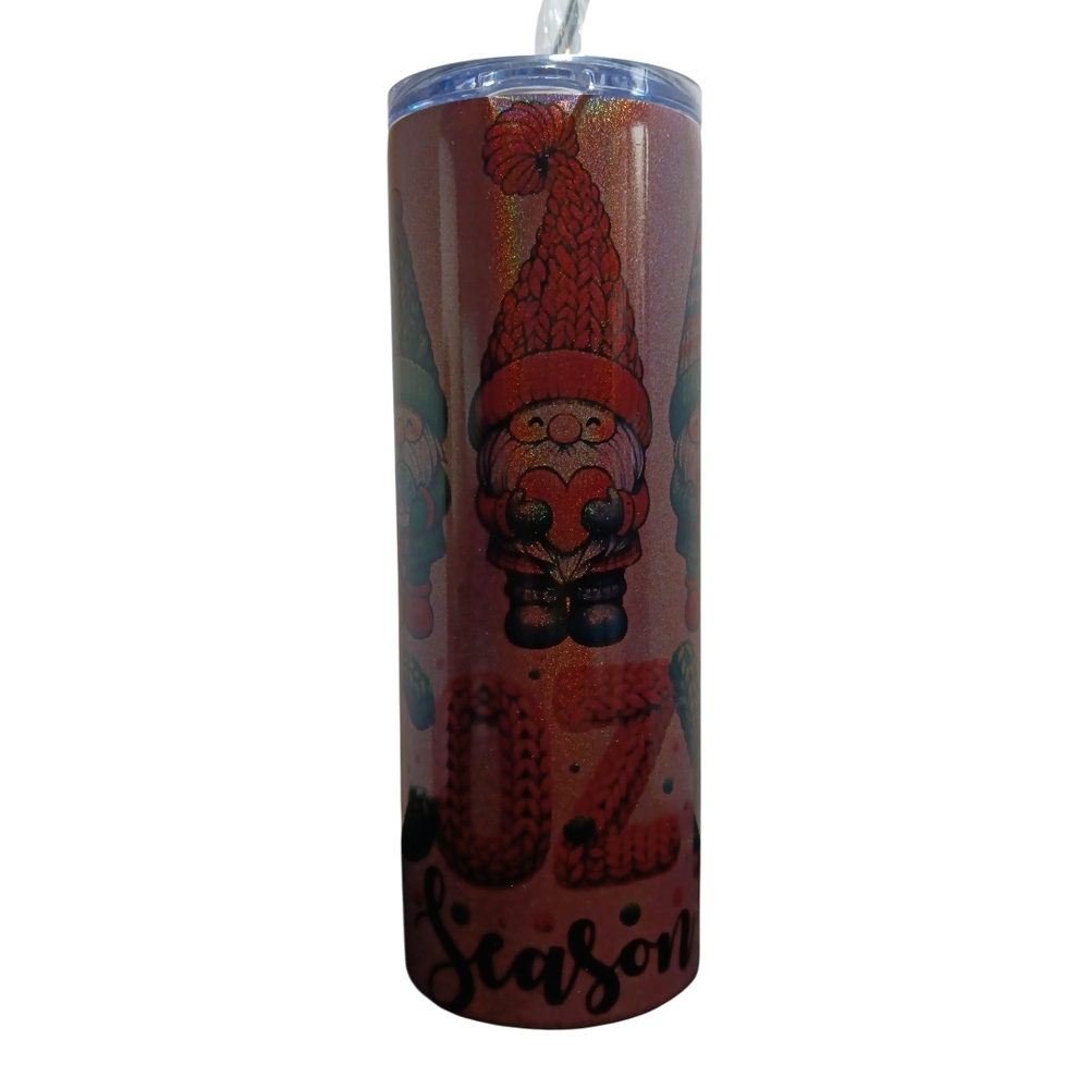 Festive Holidays Gnome Insulated Water Bottle - With Reusable Metal Straw